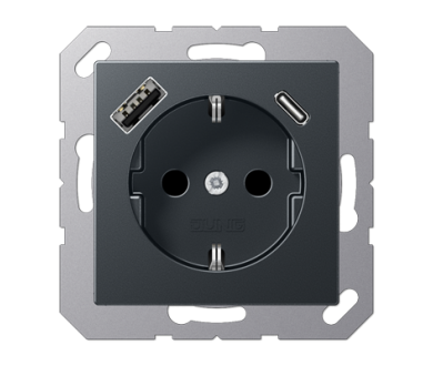 Розетка 2K+З USB Typ AC Jung A1520-15CAANM