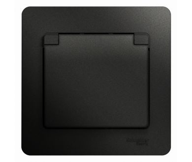 Розетка с/з со шторками с крышкой, 16А Systeme Electric Glossa Антрацит GSL000746