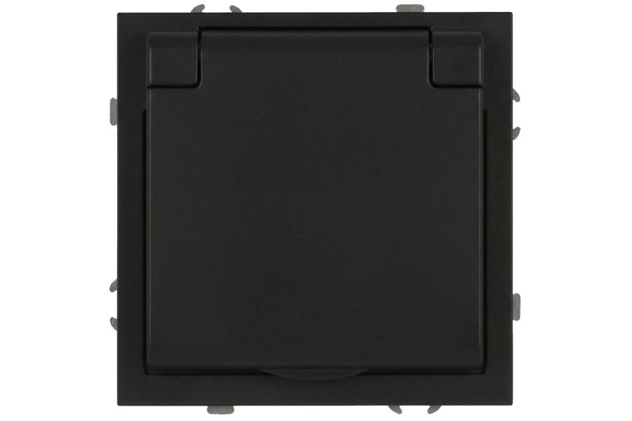Розетка Эра Galaxy 15-2103-05 c заземлением 2P+E Schuko со шторками с крышкой 16А-250В IP20 антрацит Б0070666