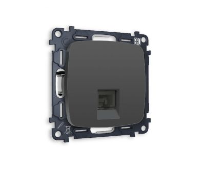 Комплект механизма телефонной розетки RJ-11(4P4C) со шторкой Ambrella Volt Omega MO912030