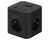 Сетевой фильтр ЭРА CUBE-3es-1,5m-4USB-B куб с заземлением с выключателем 3 розетки+4xUSBA+C 1,5м 16А черный Б0069074