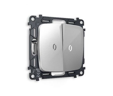Комплект механизма 2-кл выключателя с подсветкой Ambrella Volt Omega MO404015