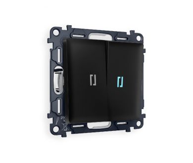 Комплект механизма 2-кл проходного выключателя с подсветкой Ambrella Volt Alfa MA804040
