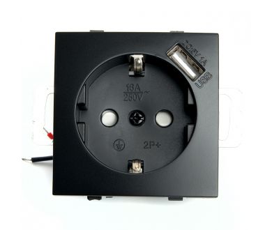 Розетка 1-местная с/з с защитной шторкой и USB Stekker Эрна PST16-9111-03 49155
