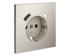 Накладка для розетки с заземлением и защитными шторками, с USB A+C Voltum S70 (кашемир) VLS001003