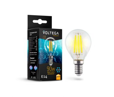 Лампа светодиодная филаментная Voltega E14 7W 2800K шар прозрачный VG10-G45E14warm9W-F 7136
