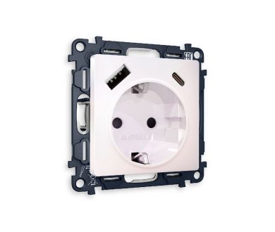 Комплект механизма розетки 2USB A+C 20W (быстрая зарядка) с/з Ambrella Volt Alfa MA210010