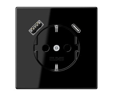 Розетка 2K+З USB Typ AC Jung LS1520-15CASW