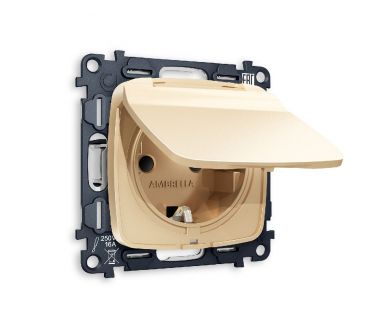 Комплект механизма розетки с/з со шторками и крышкой Ambrella Volt Omega MO608010