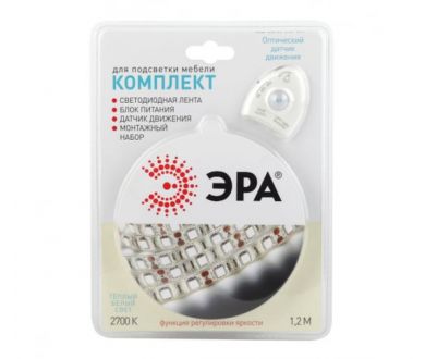 Светодиодная лента ЭРА 4,8W/m 30LED/m 2835SMD теплый белый 1,2M 2835move-4,8-30-12-2700-1,2m Б0043072