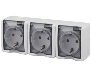 Розетка ЭРА Эксперт 3х2P+E IP54 со шторками 16A 250V 11-2406-01 Б0020722