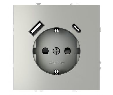 Розетка с USB, A+C Voltum S70 VLS040505 (сталь)