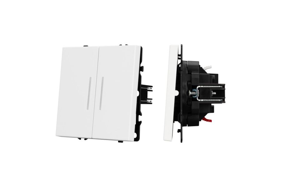 Выключатель звонковый 2 кл подсветка софт-тач белый кварц Arlight SWT-MKR2-SFPL-L-WH (250V, 10A) 061745(2)