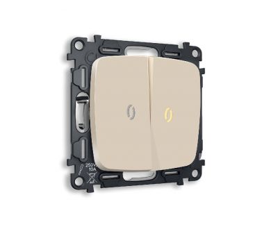 Комплект механизма 2-кл проходного выключателя с подсветкой Ambrella Volt Omega MO324030