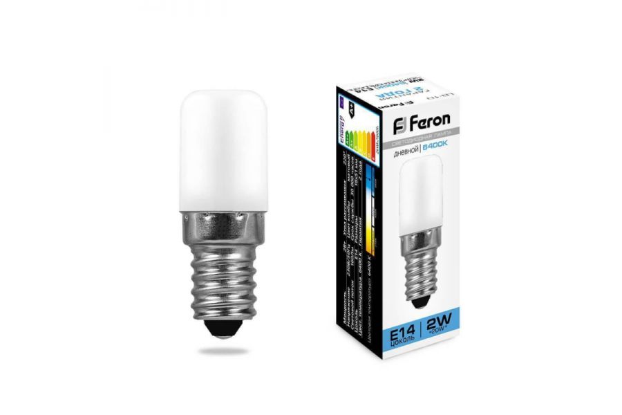 Лампа светодиодная Feron E14 2W 6400K Цилиндр Матовая LB-10 25988