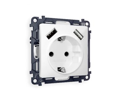 Комплект механизма розетки 2USB A+A 18W (быстрая зарядка) с/з Ambrella Volt Alfa MA129010