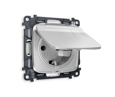 Комплект механизма розетки с/з со шторками и крышкой Ambrella Volt Omega MO408010