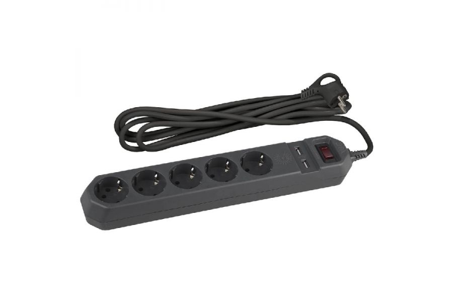 Сетевой фильтр ЭРА USF-5es-1.5m-USB-B Б0019036