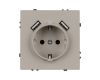 Розетка зк со шторками с USB тип А+А софт-тач кашемир Arlight SCT-MUAA-SFPL-CA (250V, 16A) 059442(1)