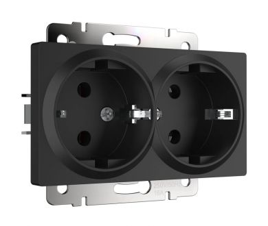 Розетка Werkel двойная с заземлением черный матовый W1172008 4690389156922