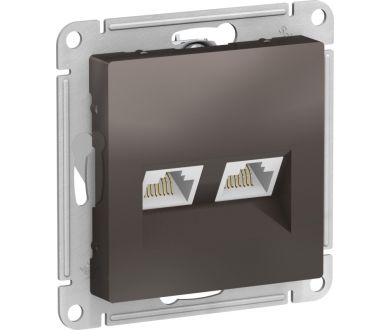 Розетка двойная компьютерная мокко RJ45+RJ45 Schneider Electric Atlas Design ATN000685