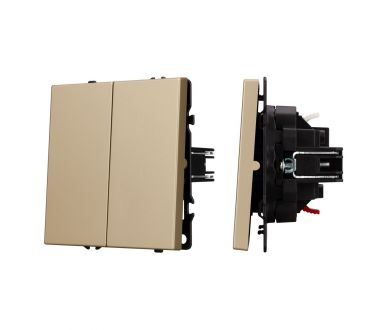 Механизм выключателя двухклавишный непроходной Arlight SWT-NOBE-MK02-SFPL-GD (230V, 10A) 054253