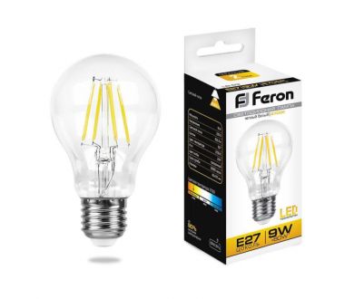 Купить Лампа светодиодная филаментная Feron E27 9W 2700K Шар Прозрачная LB-63 25631 Лампа светодиодная филаментная Feron E27 9W 2700K Шар Прозрачная LB-63 25631