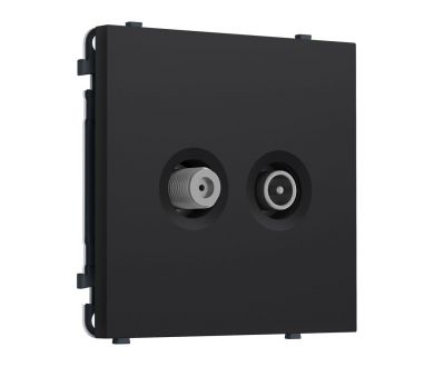 Комплект механизма розетки TV оконечной + SAT SIGMA Черный Мягкое касание 5-862MHz 3.5dB/950-2150MHz 3.8dB QUANT PRO Ambrella Volt MS993310 (SP9933, PR217)