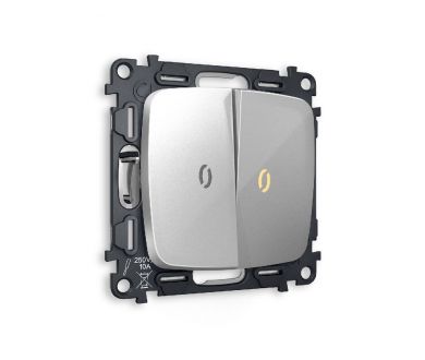 Комплект механизма 2-кл выключателя с подсветкой Ambrella Volt Omega MO404010