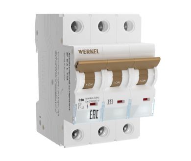 Автоматический выключатель 3P 10 A C 6 kА Werkel W903P106 4690389192784 a062548