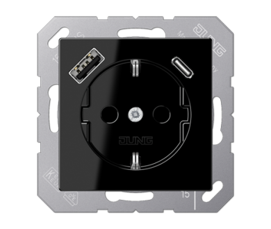 Розетка 2K+З USB Typ AC Jung A1520-15CASW