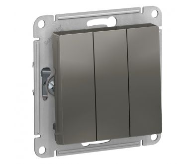 Выключатель 3-клавишный сх.1+1+1, 10АХ Systeme Electric AtlasDesign Сталь ATN000931