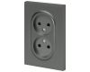 Розетка Эра Arktik 16-2107-06 без заземления двойная 2X2P 16А-250В графит Б0071686