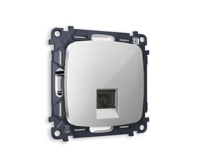 Комплект механизма телефонной розетки RJ-11(4P4C) со шторкой Ambrella Volt Omega MO412030