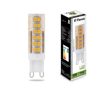 Лампа светодиодная Feron G9 7W 4000K Прямосторонняя Матовая LB-433 25767