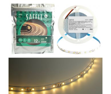 Светодиодная лента Saffit SST01 12В 6Вт/м 3000К 5м IP20 55237