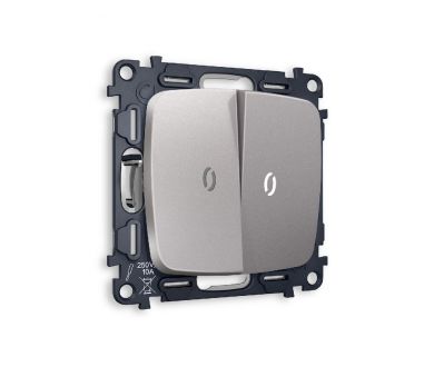 Комплект механизма 2-кл выключателя с подсветкой Ambrella Volt Omega MO504015