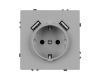 Розетка зк со шторками с USB тип А+А софт-тач никель Arlight SCT-MUAA-SFPL-IS (250V, 16A) 059443(1)
