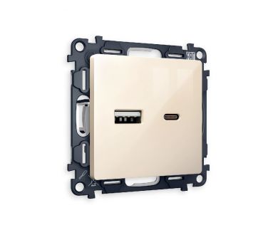 Комплект механизма розетки 2USB A+C 20W (быстрая зарядка) Ambrella Volt Alfa MA311010