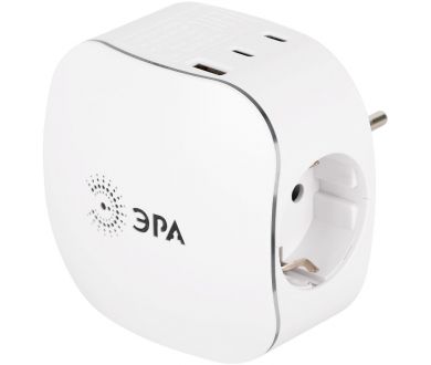 Разветвитель электрический ЭРА SP-3e-3USBAC-W на 3 розетки + 3 USB A+C с заземлением со шторками 16А белый Б0069081