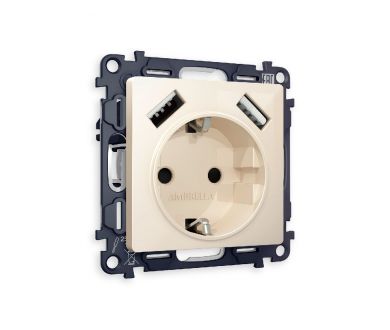 Комплект механизма розетки 2USB A+A 18W (быстрая зарядка) с/з Ambrella Volt Alfa MA309010