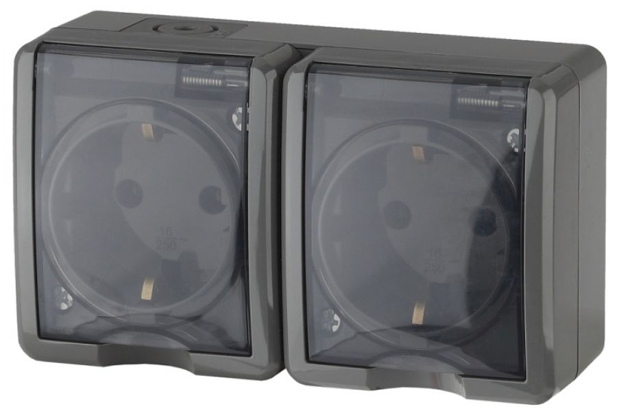 Розетка ЭРА Эксперт 2х2P+E IP54 16A 250V 11-2403-03 Б0020717