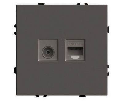Розетка TV + компьютерная RJ-45 (механизм) Stekker Эмили RST00-5106-09 антрацит soft touch 49924