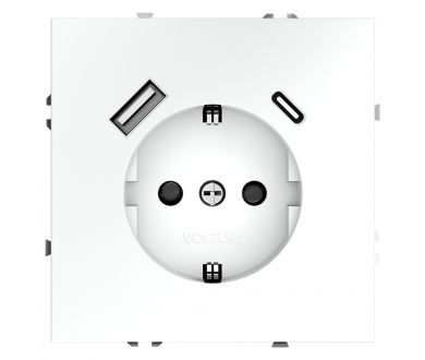 Розетка с USB, A+C Voltum S70 VLS040502 (белый матовый)