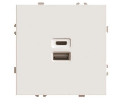 Розетка 2-местная USB + Type C (механизм) Stekker Эмили 250В 20W RST10-5115-08 кашемир soft touch 49905