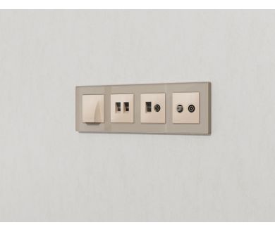 Комплект механизма розетки TV оконечной + SAT 5-862MHz 3.5dB/950-2150MHz 3.5dB Alfa Бежевый глянец Quant Ambrella Volt MA313310 (AP3133, VM217)