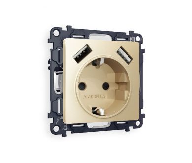 Комплект механизма розетки 2USB A+A 18W (быстрая зарядка) с/з Ambrella Volt Alfa MA609010