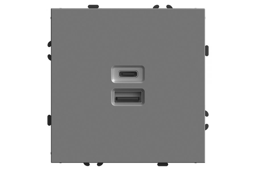 Розетка 2-местная USB + Type C Stekker Эмили RST10-5115-10 49957