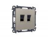 Комплект механизма компьютерной двойной розетки RJ-45 с автоматической защитной шторкой Alfa Серо-бежевый матовый Quant Ambrella Volt MA372110 (AP3721, VM189)