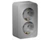Розетка 2-ая с/з без шторок 16А, 250В, изолир. Пластина Systeme Electric Blanca наруж Алюминий BLNRA010213
